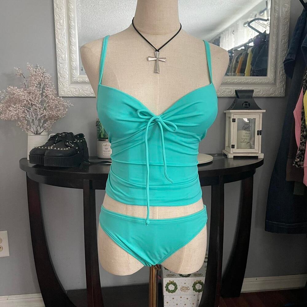 Y2k teal bikini set size